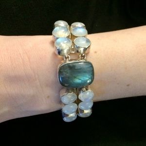 Labradorite & Moonstone Sterling Bracelet